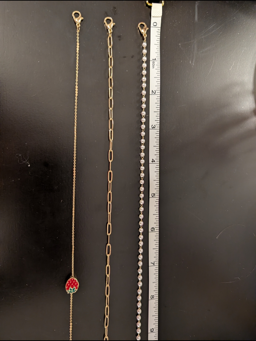 Gold Layered Necklace Set with Pearl Strand and Red Strawberry Pendant - Picture 3 of 3